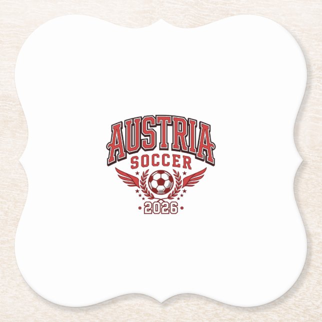 Österrike Fotboll 2026 Fotboll Fet Land Typografi Underlägg Papper (Framsida)