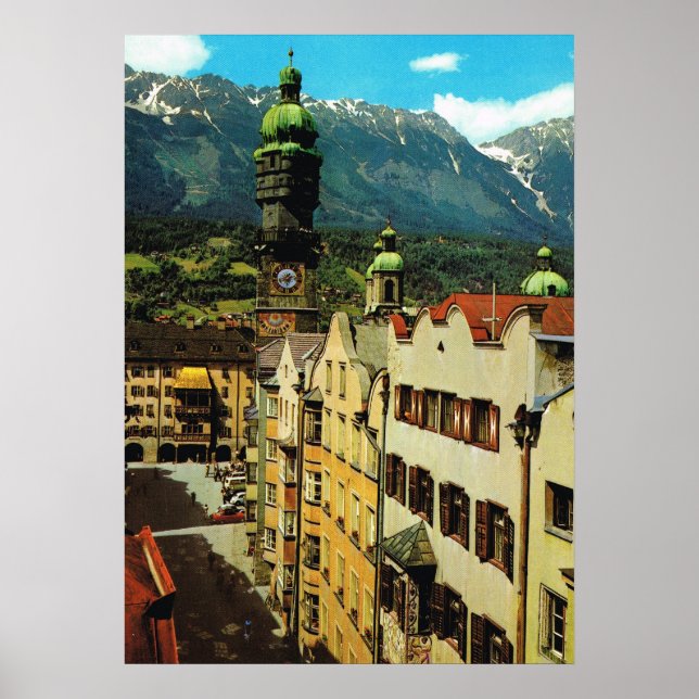 Österrike, Innsbruck, Tyrolen, Golden tak , den ga Poster (Framsidan)
