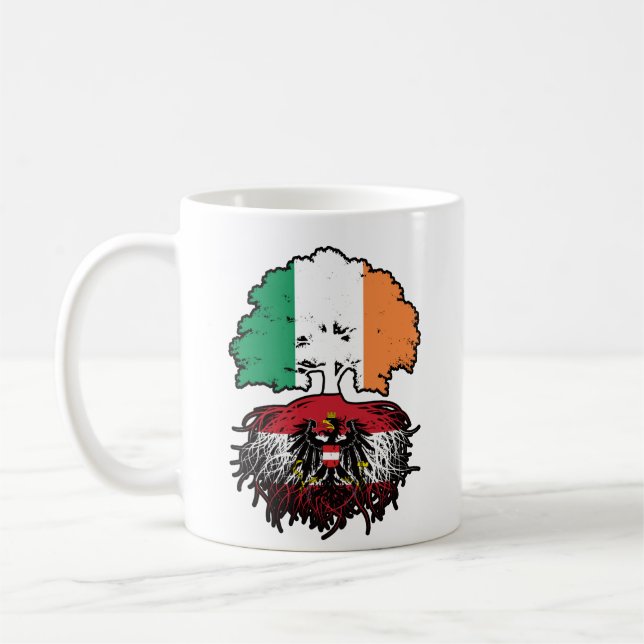 Österrike, Irland, Träd Roots Flagga Kaffemugg (Vänster)