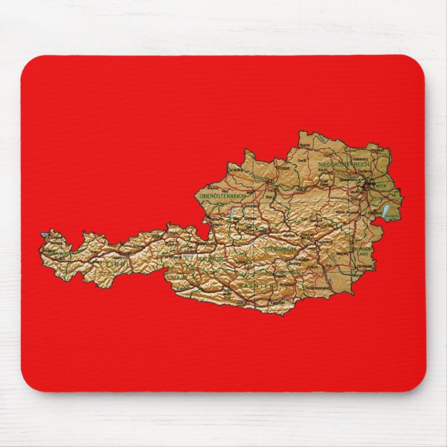 Österrike karta Mousepad Musmatta (Framsidan)