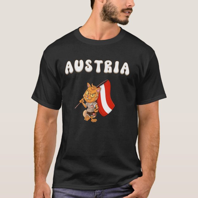 Österrike Katt Österrikisk Fan T Shirt (Framsida)