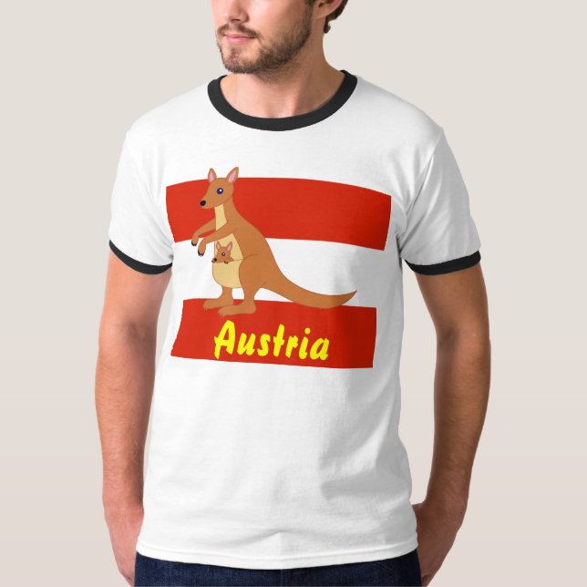 Österrike land av kängururna t shirt (Framsida)