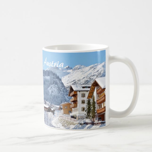 Österrike Lech förmiddag Arlberg - souvenirmugg Kaffemugg (Höger)