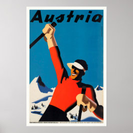 Österrike, Mountain Skier Travel Vintage affisch