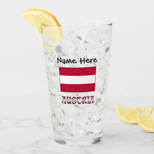 Österrike och Österrikisk Flagga Personlig Glas (Framsida Ice)