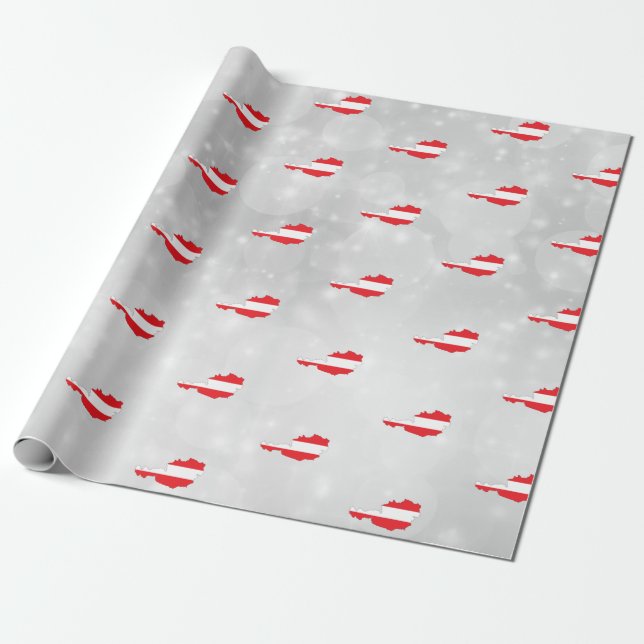 Österrike Österrikisk Flagga Karta Presentpapper (Utrullad)