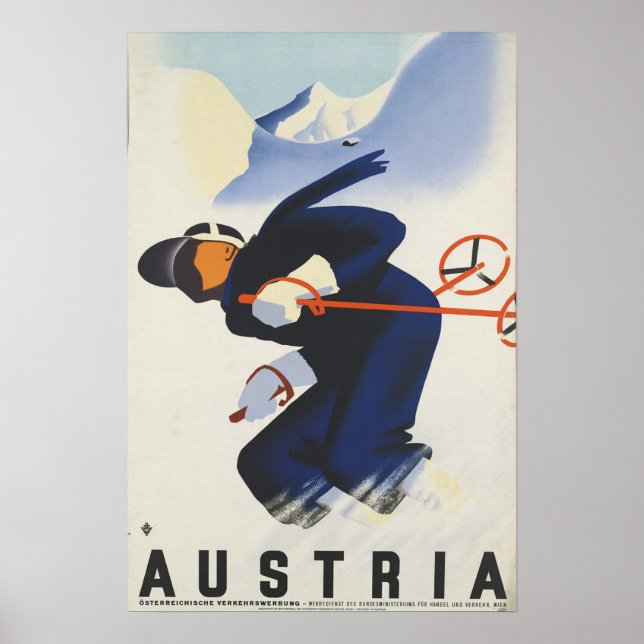 Österrike - Österrikiska Vintage resor Poster (Framsidan)