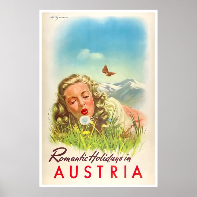 Österrike Resa Poster Österrikisk Konsttryck (Framsidan)
