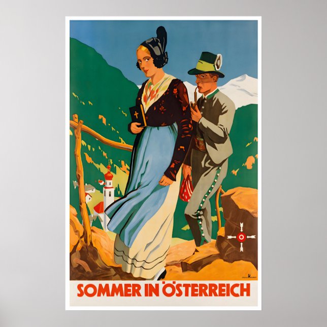 Österrike Resa Poster Österrikisk Konsttryck Somme (Framsidan)