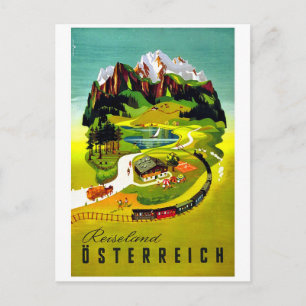 Österrike, reseland, järnväg, vintage resor vykort