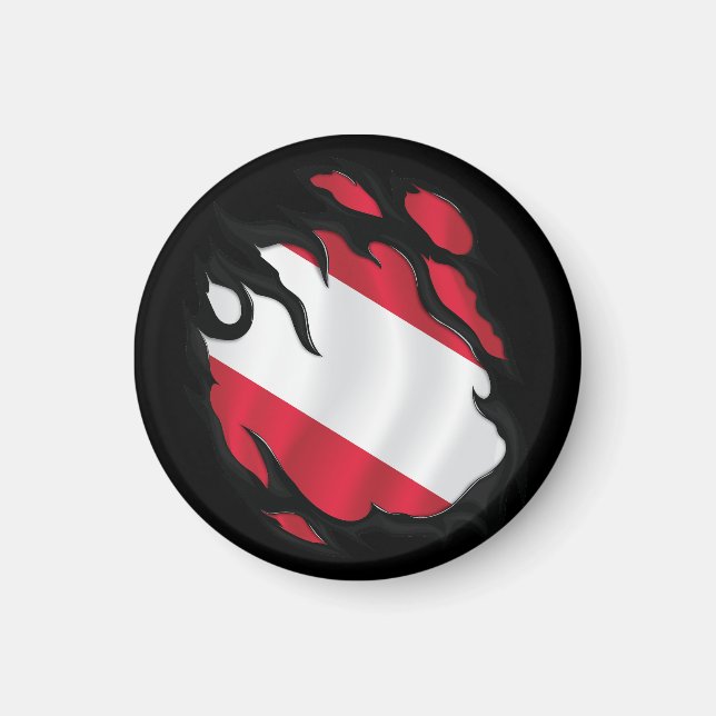 Österrike Rippat Flagga Magnet (Framsidan)