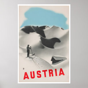 Österrike Skidposter Österrikisk konst Vintage Res Poster