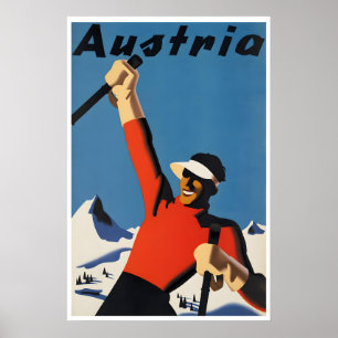 Österrike Skidposter Skidåkning Tryck Österrikisk 