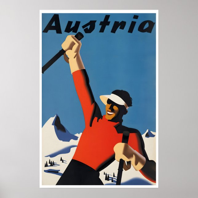 Österrike Skidposter Skidåkning Tryck Österrikisk  (Framsidan)