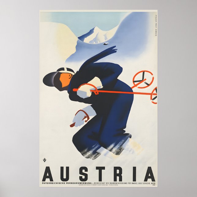 Österrike skidresor affisch (Framsidan)