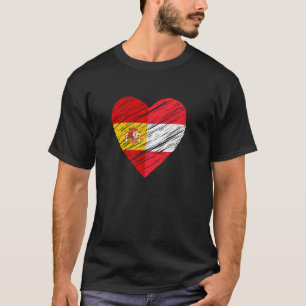 Österrike Spanien Heart Spain Flagga Austria Flagg T Shirt