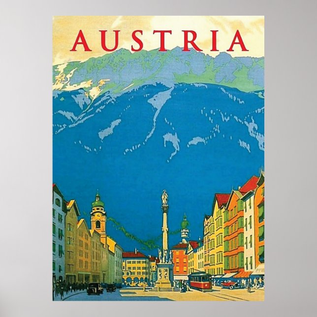 Österrike, Stad Centrum Poster (Framsidan)