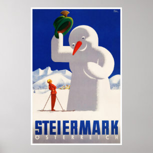 Österrike Steiermark Vintage resor Poster återstäl