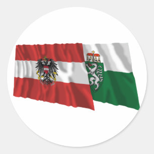 Österrike & Steiermark Wave Flaggor Runt Klistermärke