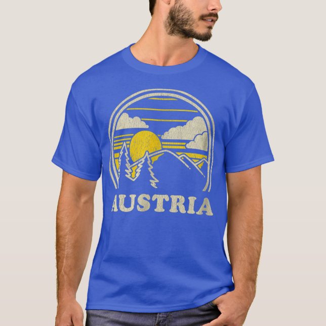 Österrike T Shirt Vintage Hiking Mountains Tee (Framsida)