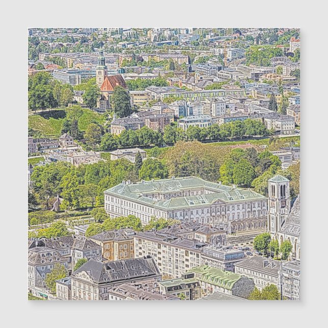 Österrike - teckning Salzburg 1 (Framsida)