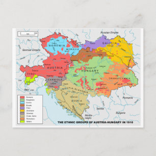 Österrike-Ungern Karta av etnisk mångfald 1910 Vykort