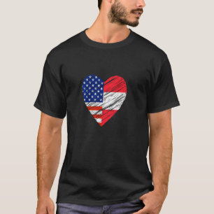 Österrike USA Heart American Flagga österrikisk Fl T Shirt