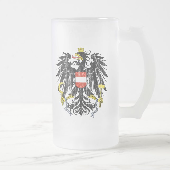 Österrike vapensköld frostat ölglas (Höger)