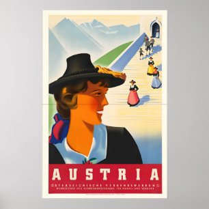 Österrike Vintage Resa Affisch Tryck