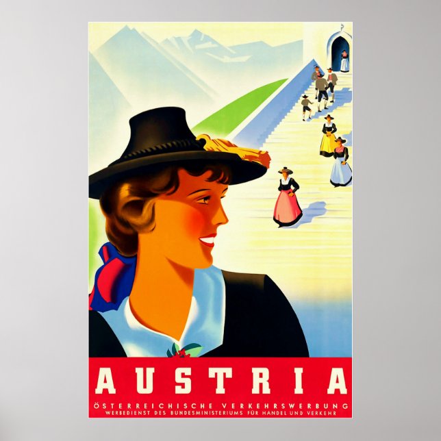 Österrike ~Vintage resor Poster (Framsidan)