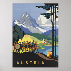 Österrike vintage resoraffisch poster