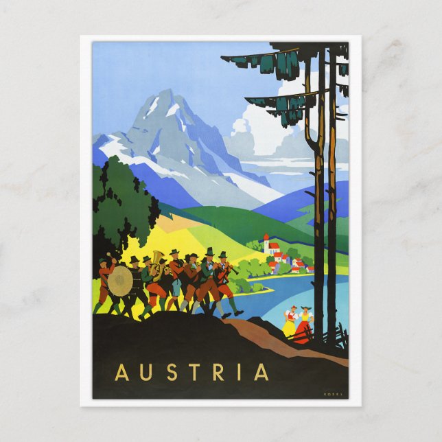 Österrike vintage resoraffisch vykort (Framsida)