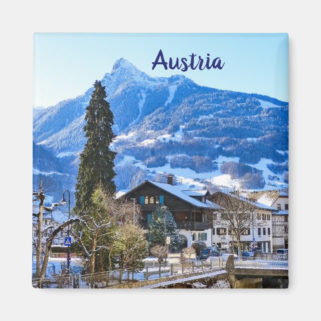 Österrike Vorarlberg på vintern souvenir Magnet (Framsidan)