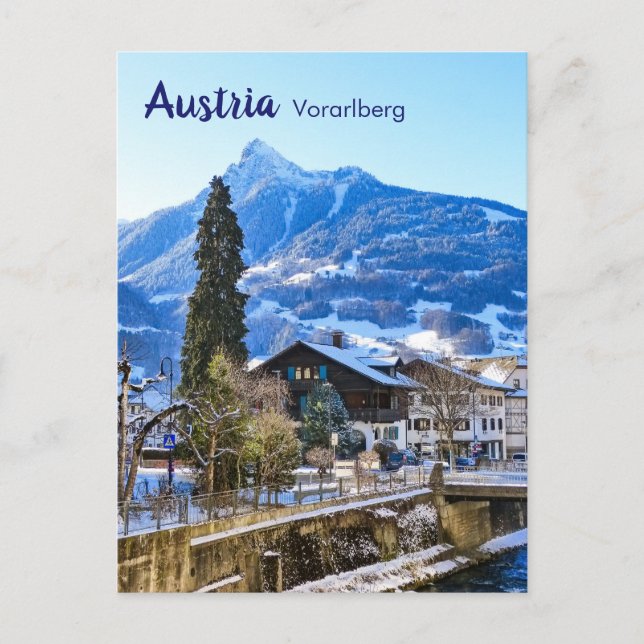 Österrike Vorarlberg på vintern Vykort (Framsida)