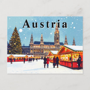 Österrike Wien Rathaus Vinter Julmarknad Vykort