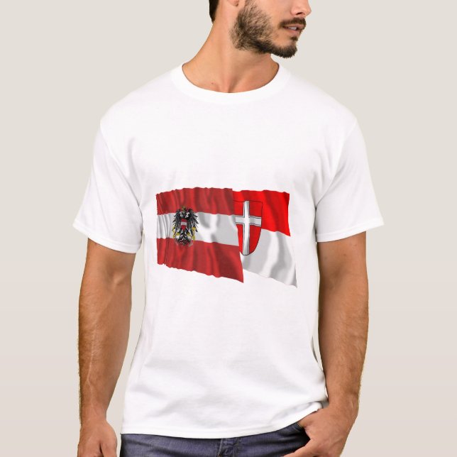 Österrike & Wien som vinkar flaggor T Shirt (Framsida)