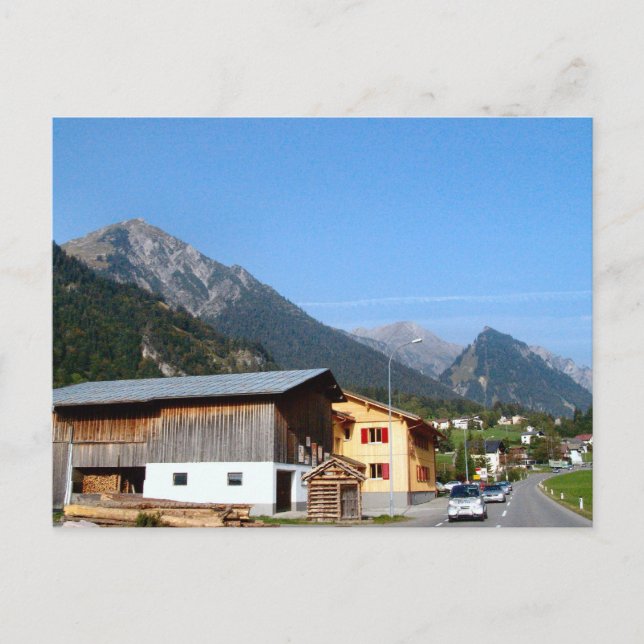 Österrike, Zillertal Woodmill och berg Vykort (Framsida)