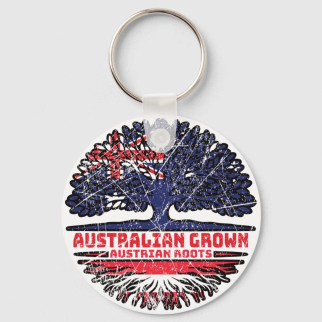 Österrikes australiska Australiens Träd-rötter Nyckelring (Framsida)