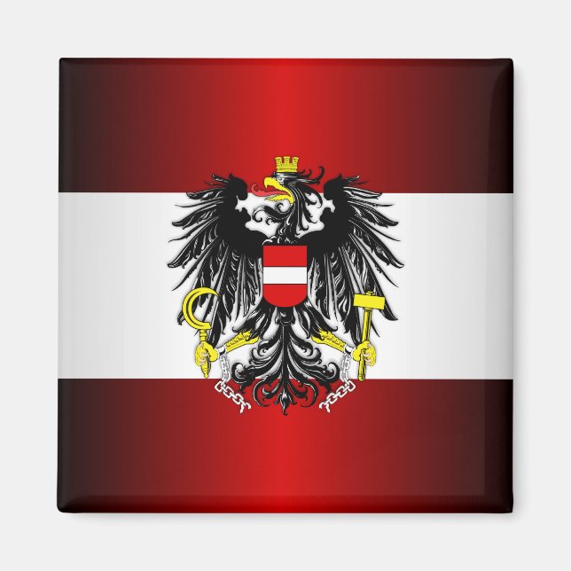 Österrikes Flagga & Arm Magnet (Framsidan)