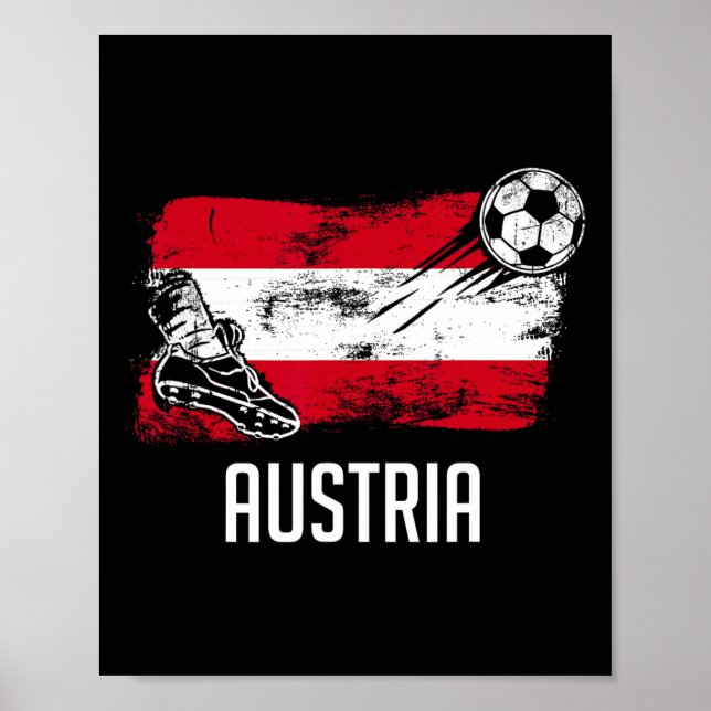 Österrikes flagga Jersey Österrikiska fotbollslage Poster (Framsidan)