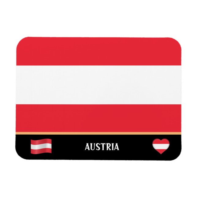 Österrikes Flagga- och österrikisk land-resa / Öst Magnet (Horisontell)