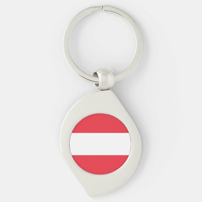 Österrikes flagga swirl silverfärgad nyckelring (Framsidan)