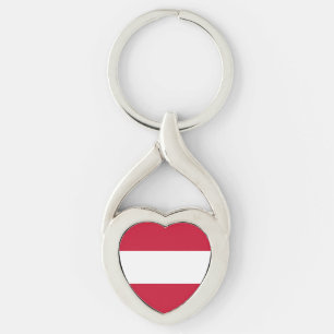 Österrikes flagga twisted heart silverfärgad nyckelring
