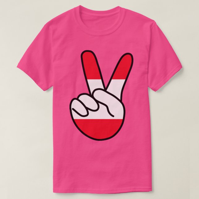 Österrikes Flagga V-tecken T Shirt (Design framsida)
