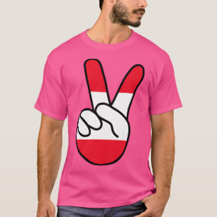 Österrikes Flagga V-tecken T Shirt