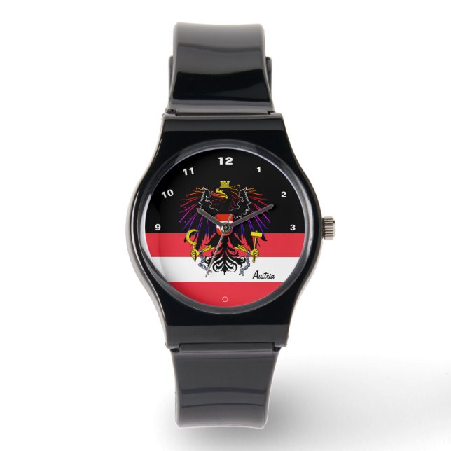 Österrikes Flagga watch, Emblem, Österrike/sport Armbandsur (Framsida)