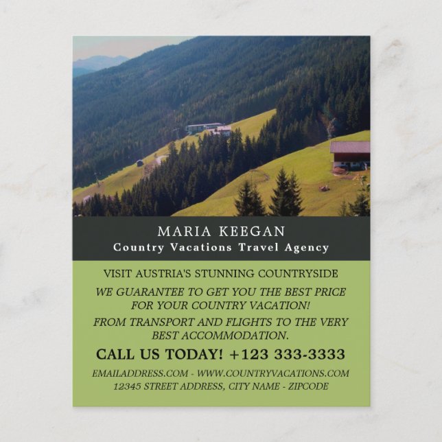 Österrikes landskap, resebyråreklam flygblad (Framsidan)