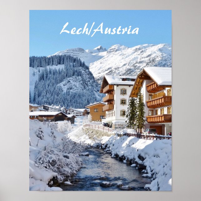 Österrikes Lech am Arlberg på vintern Poster (Framsidan)