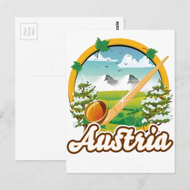 Österrikes logotyp för återresa vykort (Fram/baksida)