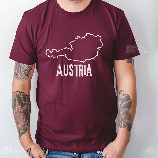 Österrikes nationalkontur Land Karta T Shirt (Skapare uppladdad)